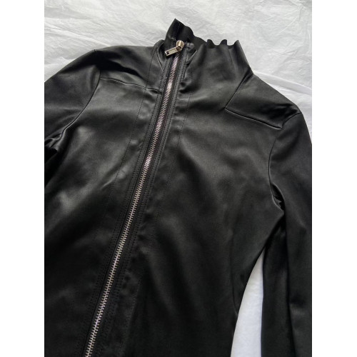 24FW 暗黑RO風高領斜拉鍊PU皮質彈力修身百搭皮衣機車夾克外套女 24FW 暗黑RO風高領斜拉鍊PU皮質彈力修身百搭皮衣機車夾克外套女