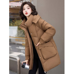 帽可拆大口袋不起駝時尚百搭加厚顯瘦羽絨棉外搭女士大碼活帽棉衣