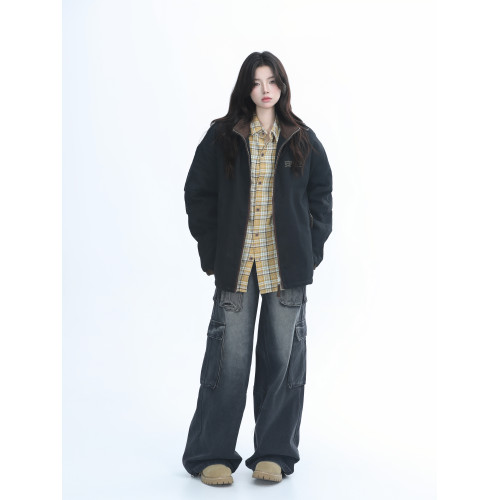 【坐吃山空】冬季加厚保暖夾棉牛仔棉服外套女美式vintage棉衣潮 【坐吃山空】冬季加厚保暖夾棉牛仔棉服外套女美式vintage棉衣潮