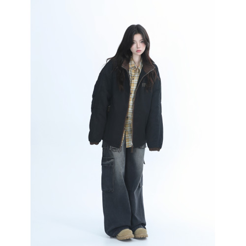 【坐吃山空】冬季加厚保暖夾棉牛仔棉服外套女美式vintage棉衣潮 【坐吃山空】冬季加厚保暖夾棉牛仔棉服外套女美式vintage棉衣潮