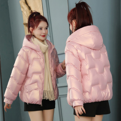 亮面免洗2025冬季新款棉衣女短款韓版百搭羽絨棉服女寬鬆加厚外套