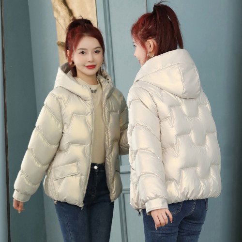 亮面免洗2025冬季新款棉衣女短款韓版百搭羽絨棉服女寬鬆加厚外套