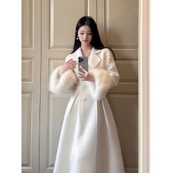 大碼胖MM法式復古赫本風毛呢外套女裝春季名媛富家千金中長款大衣