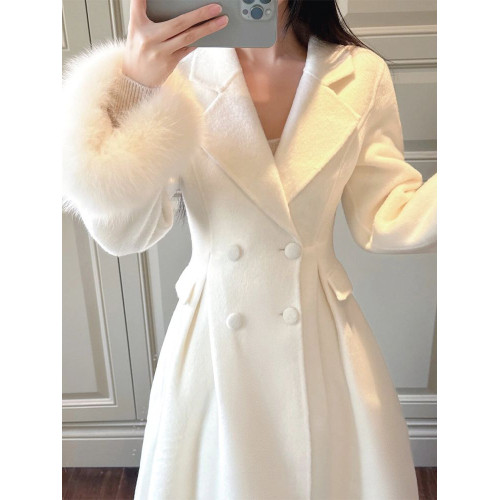 大碼胖MM法式復古赫本風毛呢外套女裝春季名媛富家千金中長款大衣 大碼胖MM法式復古赫本風毛呢外套女裝春季名媛富家千金中長款大衣