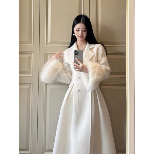 大碼胖MM法式復古赫本風毛呢外套女裝春季名媛富家千金中長款大衣 大碼胖MM法式復古赫本風毛呢外套女裝春季名媛富家千金中長款大衣