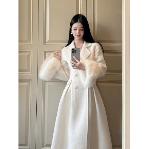 大碼胖MM法式復古赫本風毛呢外套女裝春季名媛富家千金中長款大衣 大碼胖MM法式復古赫本風毛呢外套女裝春季名媛富家千金中長款大衣