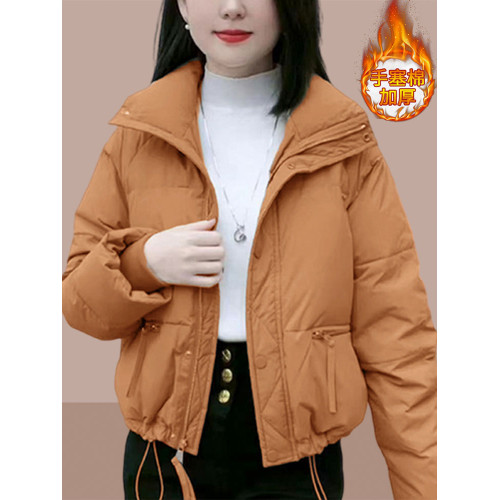 2025冬季新款純色小香風棉服外套立領麵包服短款小個子開衫棉衣女 2025冬季新款純色小香風棉服外套立領麵包服短款小個子開衫棉衣女