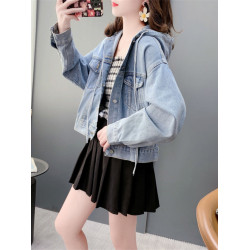 連帽牛仔外套女復古港味chic春秋2025新款炸街小個子短款夾克上衣