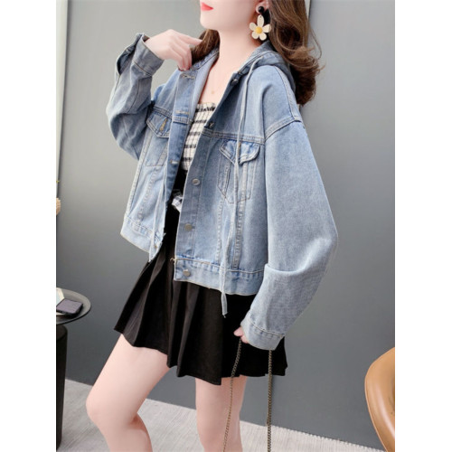 連帽牛仔外套女復古港味chic春秋2025新款炸街小個子短款夾克上衣 連帽牛仔外套女復古港味chic春秋2025新款炸街小個子短款夾克上衣