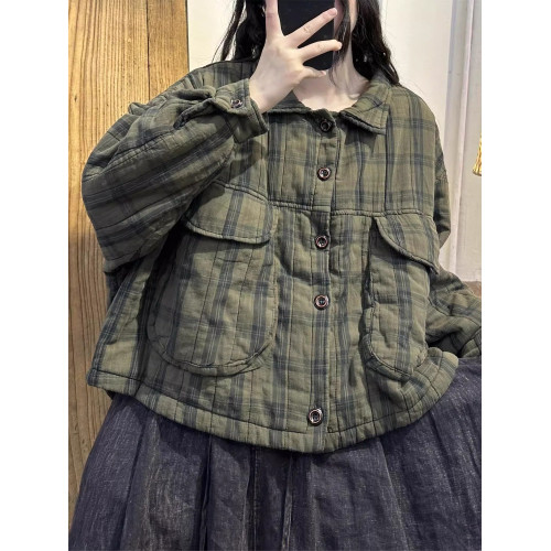 撿漏專櫃尾單夾棉加厚格紋麻料棉衣外套女冬遮肚顯瘦保暖棉服棉襖 撿漏專櫃尾單夾棉加厚格紋麻料棉衣外套女冬遮肚顯瘦保暖棉服棉襖