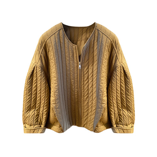 品牌折釦時尚復古設計感寬松條紋夾棉外套女春秋季輕薄小棉服棉衣 品牌折釦時尚復古設計感寬松條紋夾棉外套女春秋季輕薄小棉服棉衣