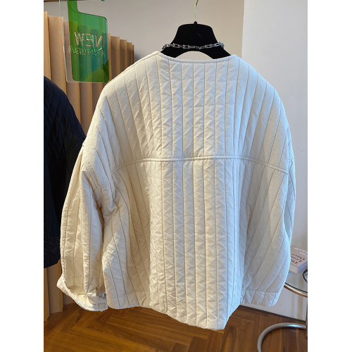 品牌折釦時尚復古設計感寬松條紋夾棉外套女春秋季輕薄小棉服棉衣 品牌折釦時尚復古設計感寬松條紋夾棉外套女春秋季輕薄小棉服棉衣