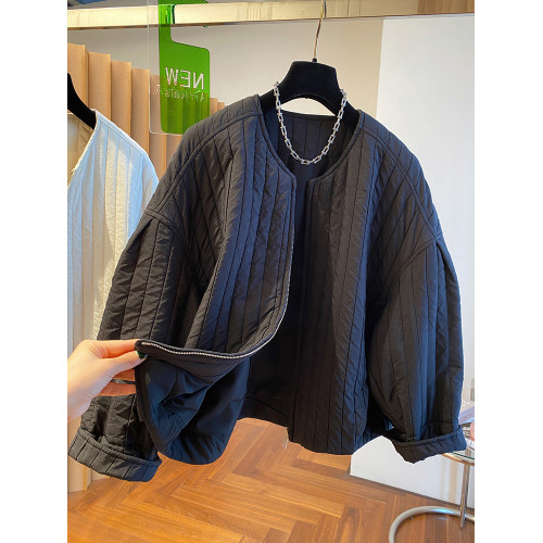 品牌折釦時尚復古設計感寬松條紋夾棉外套女春秋季輕薄小棉服棉衣 品牌折釦時尚復古設計感寬松條紋夾棉外套女春秋季輕薄小棉服棉衣