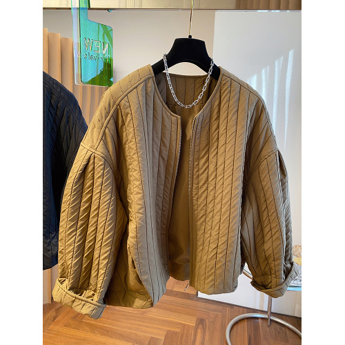 品牌折釦時尚復古設計感寬松條紋夾棉外套女春秋季輕薄小棉服棉衣 品牌折釦時尚復古設計感寬松條紋夾棉外套女春秋季輕薄小棉服棉衣