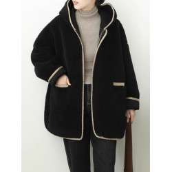 大碼女裝2025春裝新款羊羔毛絨外套秋冬加厚中長款顆粒絨女士上衣