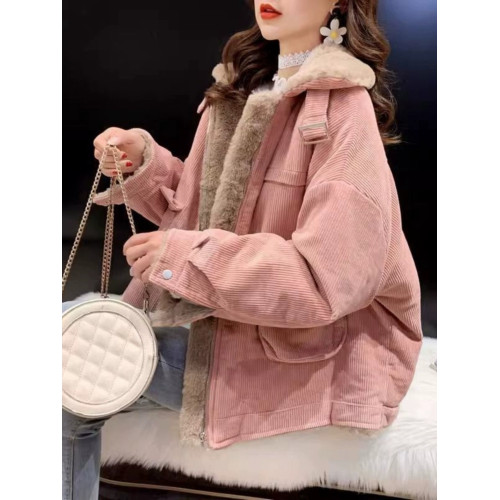 特大碼300斤燈芯絨派克保暖棉服女秋冬季新款加絨加厚羊羔毛外套 特大碼300斤燈芯絨派克保暖棉服女秋冬季新款加絨加厚羊羔毛外套