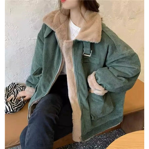 特大碼300斤燈芯絨派克保暖棉服女秋冬季新款加絨加厚羊羔毛外套 特大碼300斤燈芯絨派克保暖棉服女秋冬季新款加絨加厚羊羔毛外套