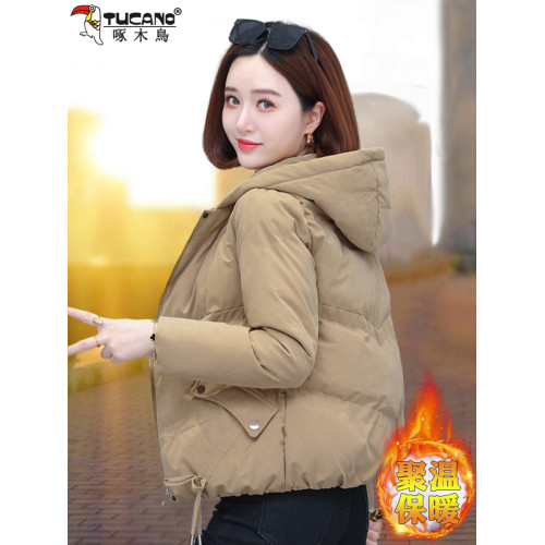 啄木鳥羽絨棉服女短款2025新款冬裝時尚加厚保暖鹿皮絨小棉衣外套 啄木鳥羽絨棉服女短款2025新款冬裝時尚加厚保暖鹿皮絨小棉衣外套