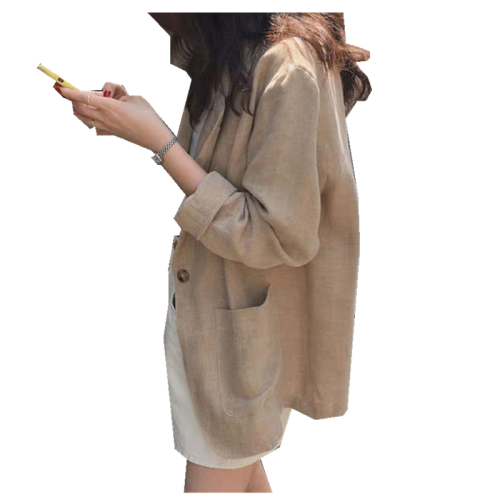 小個子短外套女春秋歐貨歐美寬松洋氣卡其輕薄短款棉麻小西裝褂子 小個子短外套女春秋歐貨歐美寬松洋氣卡其輕薄短款棉麻小西裝褂子