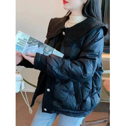 小香風羽絨棉服女短款2025新款冬季小個子設計感娃娃領棉衣外套潮