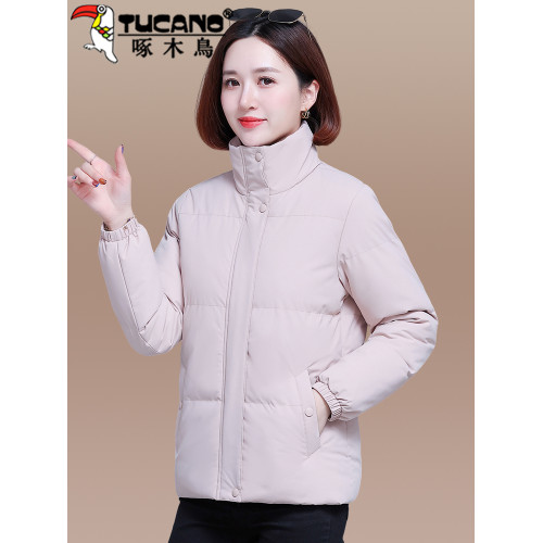 啄木鳥羽絨棉服女2025年新款冬季加絨加厚棉衣棉襖黑色女士短外套 啄木鳥羽絨棉服女2025年新款冬季加絨加厚棉衣棉襖黑色女士短外套