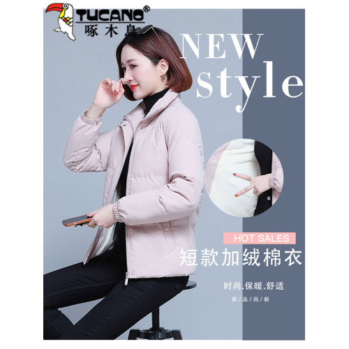 啄木鳥羽絨棉服女2025年新款冬季加絨加厚棉衣棉襖黑色女士短外套 啄木鳥羽絨棉服女2025年新款冬季加絨加厚棉衣棉襖黑色女士短外套