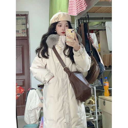 羽絨棉服女中長款2025新款過膝小個子設計感爆款棉衣冬季加厚外套