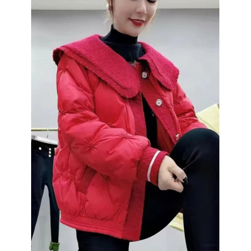 小香風羽絨棉服女純色棉襖新款冬季時尚短款小個子顯瘦娃娃領外套 小香風羽絨棉服女純色棉襖新款冬季時尚短款小個子顯瘦娃娃領外套