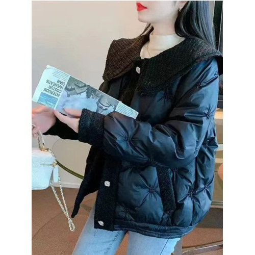 小香風羽絨棉服女純色棉襖新款冬季時尚短款小個子顯瘦娃娃領外套 小香風羽絨棉服女純色棉襖新款冬季時尚短款小個子顯瘦娃娃領外套