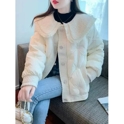 小香風羽絨棉服女純色棉襖新款冬季時尚短款小個子顯瘦娃娃領外套 小香風羽絨棉服女純色棉襖新款冬季時尚短款小個子顯瘦娃娃領外套