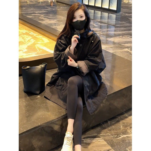 高級感休閒寬松中長款夾棉黑色外套女秋冬新款連帽棉衣棉服女冬季 高級感休閒寬松中長款夾棉黑色外套女秋冬新款連帽棉衣棉服女冬季