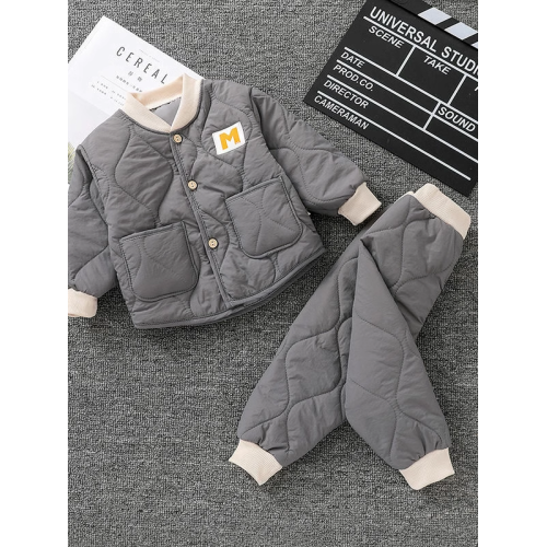 兒童套裝棉服男女寶寶幼兒園中小童家居戶外兩件套寬松外套設計感 兒童套裝棉服男女寶寶幼兒園中小童家居戶外兩件套寬松外套設計感