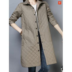 2024春秋季新款輕薄夾棉外套女百搭中長款春秋寬松棉服工裝薄棉衣