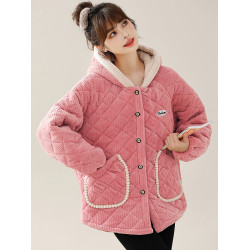 2023冬新款棉服上衣外套網紅燈芯絨加厚大碼連帽棉襖女裝寬鬆時尚