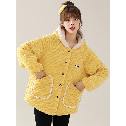 2023冬新款棉服上衣外套網紅燈芯絨加厚大碼連帽棉襖女裝寬鬆時尚