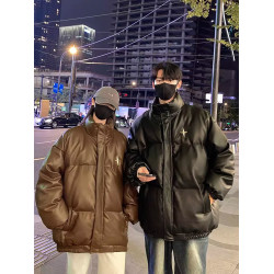 情侶裝pu皮衣羽絨棉服女2025新款冬季加厚外套冬裝棉襖大碼學生潮