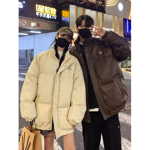 情侶裝pu皮衣羽絨棉服女2025新款冬季加厚外套冬裝棉襖大碼學生潮 情侶裝pu皮衣羽絨棉服女2025新款冬季加厚外套冬裝棉襖大碼學生潮