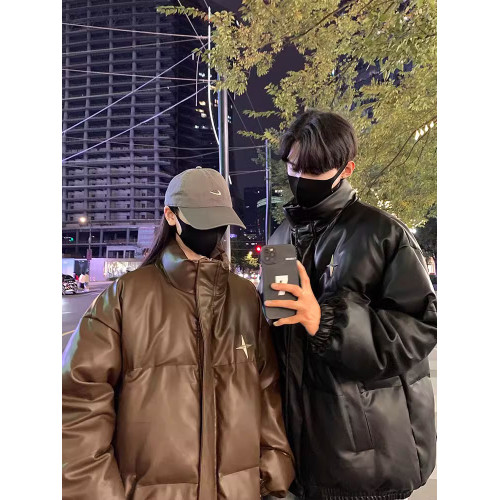 情侶裝pu皮衣羽絨棉服女2025新款冬季加厚外套冬裝棉襖大碼學生潮 情侶裝pu皮衣羽絨棉服女2025新款冬季加厚外套冬裝棉襖大碼學生潮