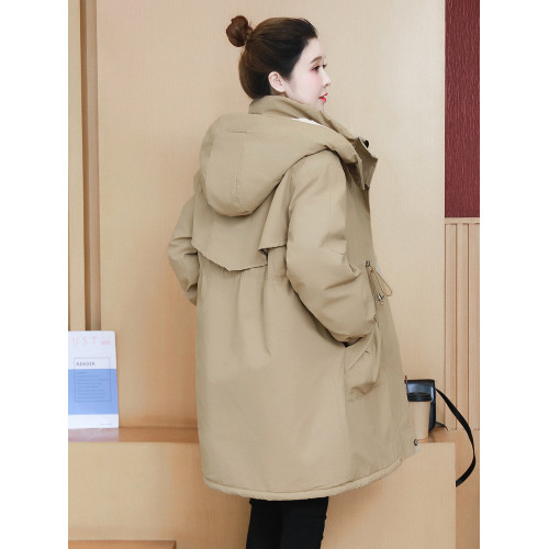 胖妹妹加肥加大碼棉衣棉服外套女260斤中長款羊羔絨休閒連帽棉襖