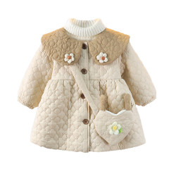 女2童加絨小棉衣周嵗1女寶寶外套3兒2童棉服洋氣冬裝嬰兒棉襖外出