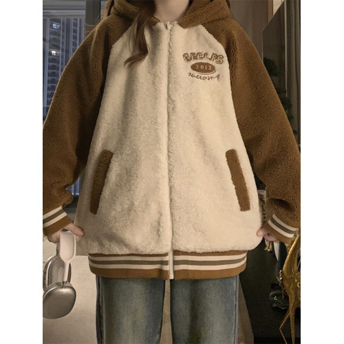 初中生加厚羊羔絨夾棉外套冬寬松時尚少女高中學生洋氣可愛棉衣服