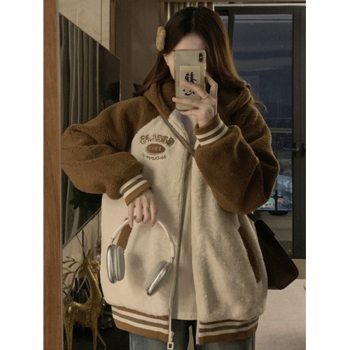 初中生加厚羊羔絨夾棉外套冬寬松時尚少女高中學生洋氣可愛棉衣服