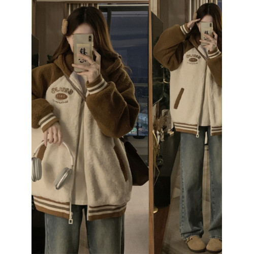 初中生加厚羊羔絨夾棉外套冬寬松時尚少女高中學生洋氣可愛棉衣服