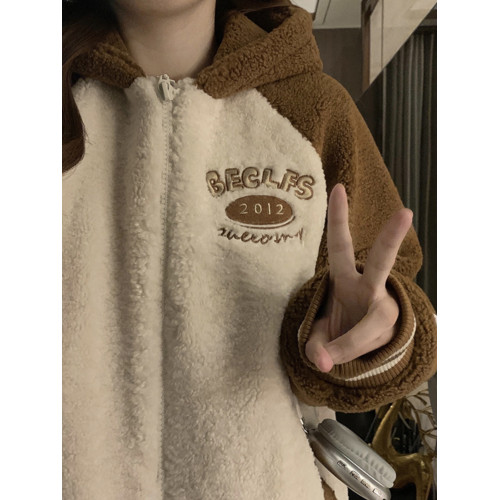 初中生加厚羊羔絨夾棉外套冬寬松時尚少女高中學生洋氣可愛棉衣服