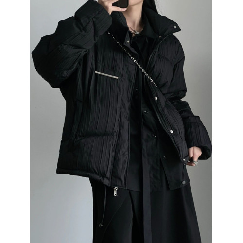 美式復古肌理感立領羽絨棉服女冬季設計感小衆加厚高級感棉衣外套 美式復古肌理感立領羽絨棉服女冬季設計感小衆加厚高級感棉衣外套