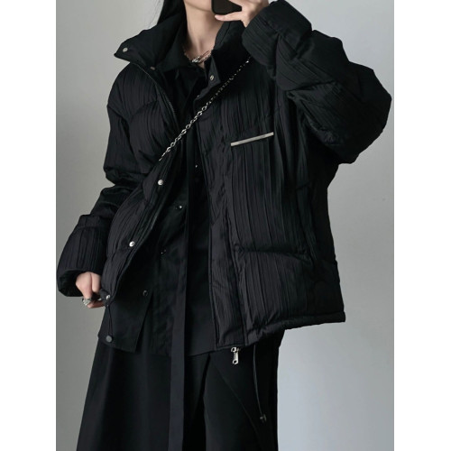 美式復古肌理感立領羽絨棉服女冬季設計感小衆加厚高級感棉衣外套 美式復古肌理感立領羽絨棉服女冬季設計感小衆加厚高級感棉衣外套