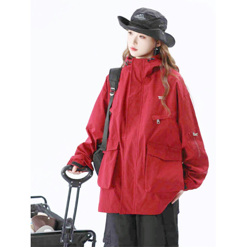 戶外防水工裝紫色沖鋒衣連帽夾克棉服外套女秋冬季2025新款寬松潮