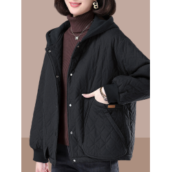 2025新款冬季寬松加絨加厚設計感連帽棉衣棉襖外套大碼胖mm棉服女