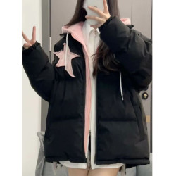 初中學生羽絨服女2025年冬季新款高中生寬松加厚可愛少女棉服外套