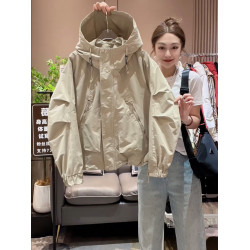 二棉沖鋒衣外套女短款2025春秋新款爆款薄棉小個子休閒風衣夾克